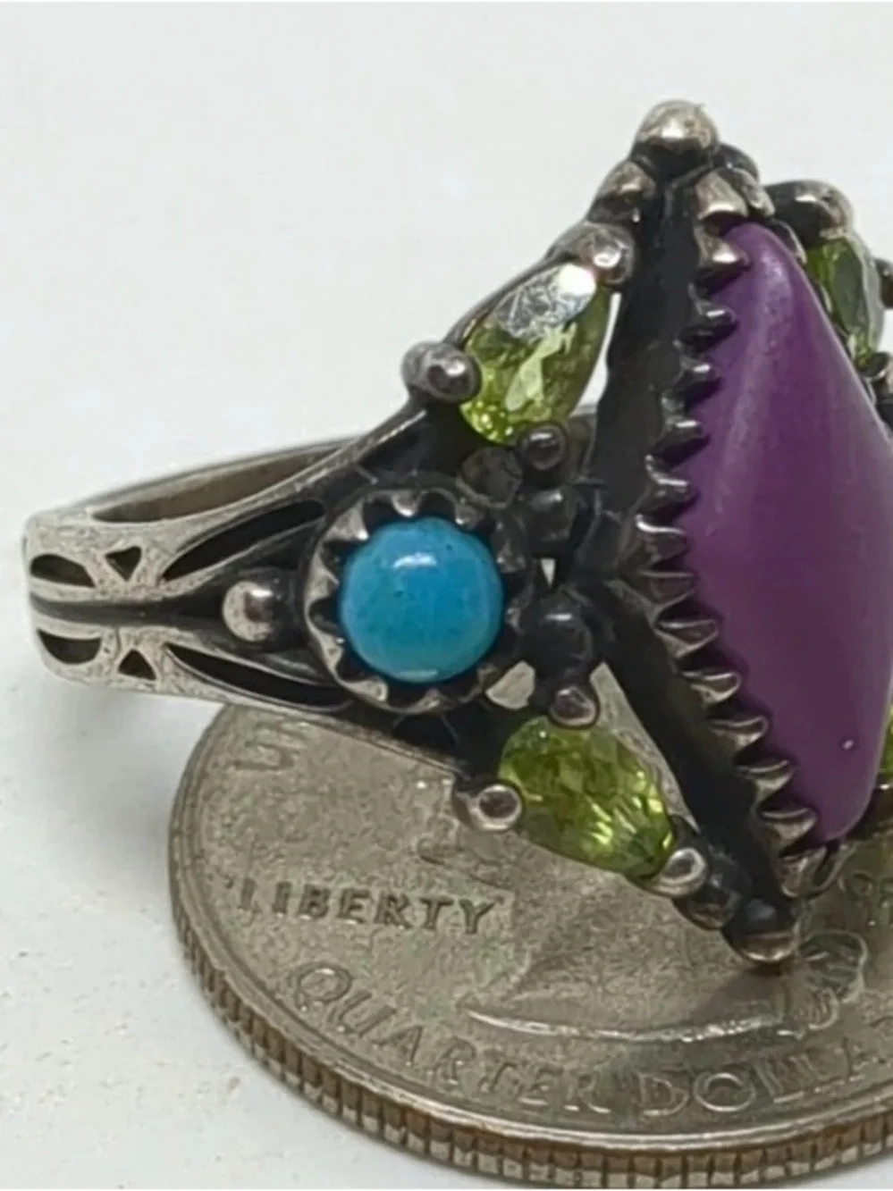 Carolyn Pollack Sterling Silver 925 Southwestern Style Ring Size 10 - Picture 2 of 6